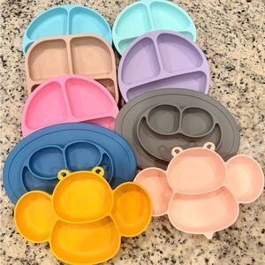 Silicone Divided Kids Plate - Yellow, Pink, Blue, Gray, Purple, Teal, Cream